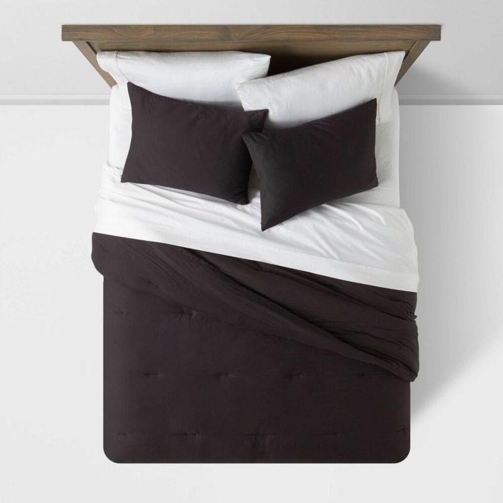 Threshold - Sateen Comforter Set Quilted Year-Round Black - Picture 3 of 4